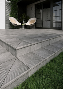 Угловая клинкерная ступень с капиносом Paradyz Mattone Sabbia Grafit, 330*330*11 мм Hit Ceramics
